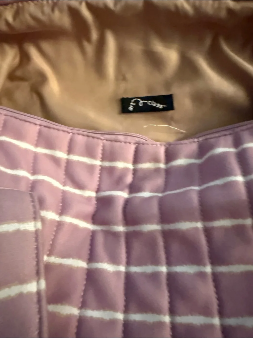 Small Quilted Pink Striped Tote Bag - girls